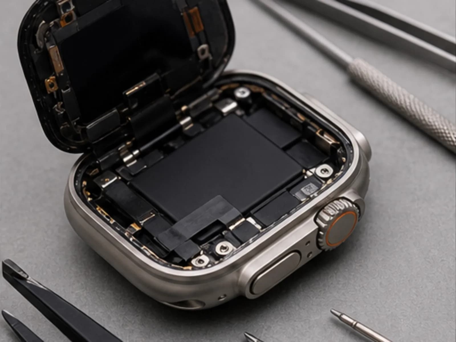 Открытый корпус Apple Watch Ultra во время разборки